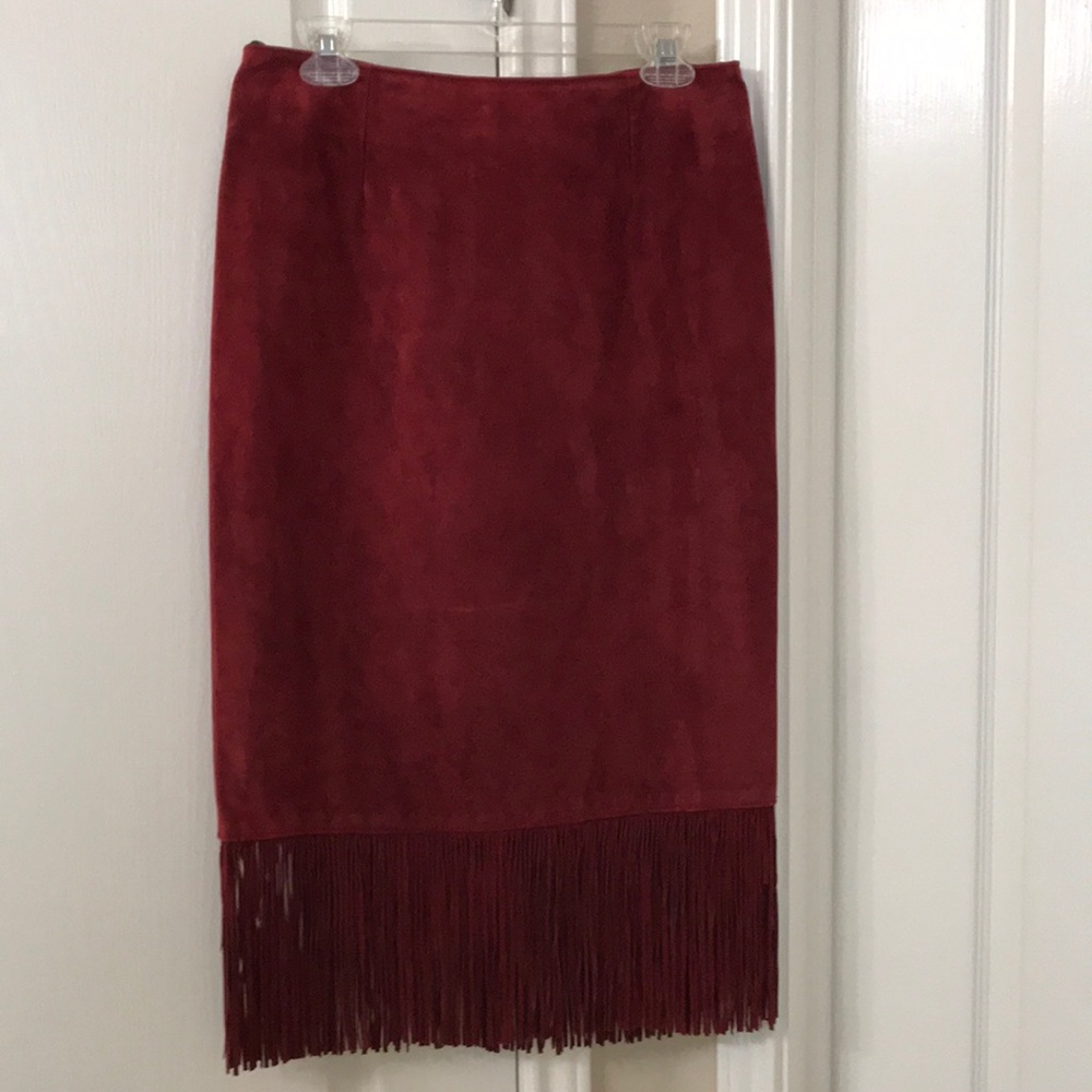 Cuir ZEBRA Suede leather Fringe Asymmetric Skirt